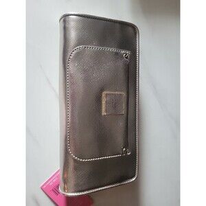 isaac mizrahi clutch bag gold zipper Valerie Collection Champagne NWT